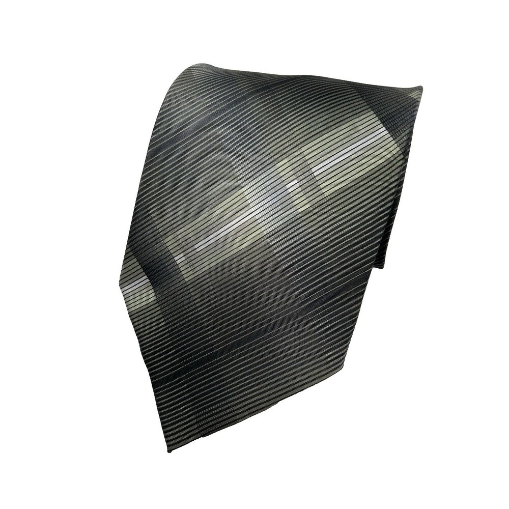 Pierre Cardin Black &‎ Gray Diagonal Striped  100% Silk Tie  57.5" L x 3.75" W - Picture 2 of 6